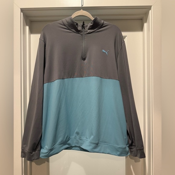 Puma Other - PUMA Gray & Blue Size XL 1/4 Zip Golf, Adjustable Waist Sporty Athletic